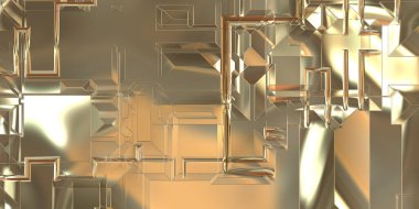 Parlak saten kaplama yüzey teknolojisi 3 boyutlu desen. Lüks yansımalı metal panel dokusu. Arkaplan, duvar kağıdı, uzay gemisi gövdesi için cilalanmış geometrik metal yansıtıcı fütüristik malzeme.