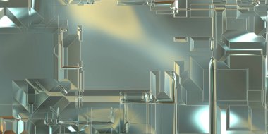 Parlak saten kaplama yüzey teknolojisi 3 boyutlu desen. Lüks yansımalı metal panel dokusu. Arkaplan, duvar kağıdı, uzay gemisi gövdesi için cilalanmış geometrik metal yansıtıcı fütüristik malzeme.