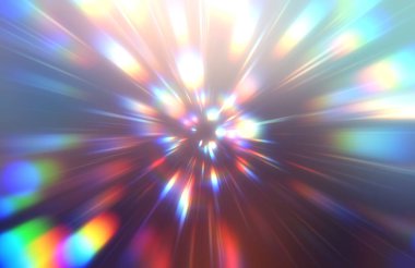 Parlak, canlı ve renkli duvar kağıtları. Parlayan parçacıkları ve çizgileri olan ışık patlaması yıldızı. Güzel soyut ışın arkaplanı.