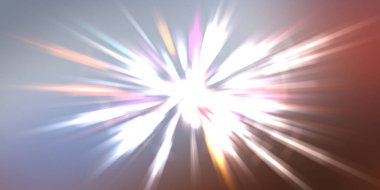 Parlak, canlı ve renkli duvar kağıtları. Parlayan parçacıkları ve çizgileri olan ışık patlaması yıldızı. Güzel soyut ışın arkaplanı.