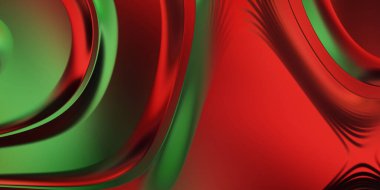 Renkli dalgalı yansıtıcı duvar kağıdının üç boyutlu çizimi. Duvar kağıdı, afiş, arkaplan, kart, kitap kapağı veya web sitesi için grafiksel illüstrasyon. Soyut arkaplan. 