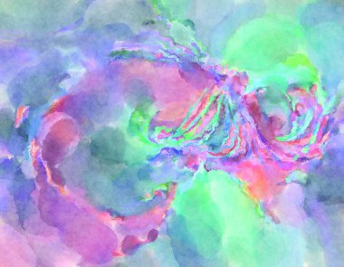 Modern fırça darbeleri. Poster, duvar sanatı, afiş, kart, kitap kapağı veya ambalaj için rahatlatıcı kompozisyonun yumuşak renkli çizimi. Pastel renklerle suluboya.