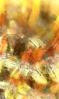 Tuval üzerinde etkileyici fırçalanmış resim. Soyut doku. 2D çizim. Geniş fırça darbeleri. Modern dijital sanat. Çağdaş fırça. Modern ifade. Popüler biçim boyanmış resim.