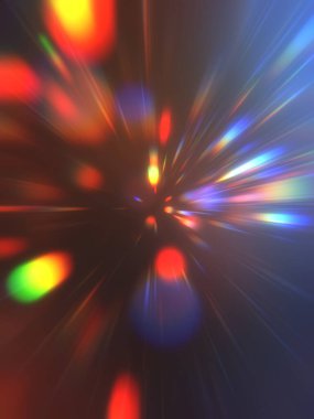 Parlak, canlı ve renkli duvar kağıtları. Parlayan parçacıkları ve çizgileri olan ışık patlaması yıldızı. Güzel soyut ışın arkaplanı.