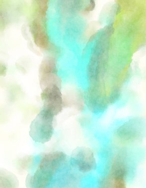 Modern fırça darbeleri. Poster, duvar sanatı, afiş, kart, kitap kapağı veya ambalaj için rahatlatıcı kompozisyonun yumuşak renkli çizimi. Pastel renklerle suluboya.