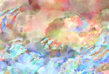 Modern fırça darbeleri. Poster, duvar sanatı, afiş, kart, kitap kapağı veya ambalaj için rahatlatıcı kompozisyonun yumuşak renkli çizimi. Pastel renklerle suluboya.