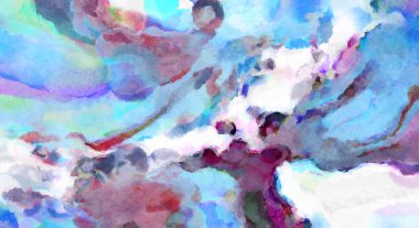 Modern fırça darbeleri. Poster, duvar sanatı, afiş, kart, kitap kapağı veya ambalaj için rahatlatıcı kompozisyonun yumuşak renkli çizimi. Pastel renklerle suluboya.