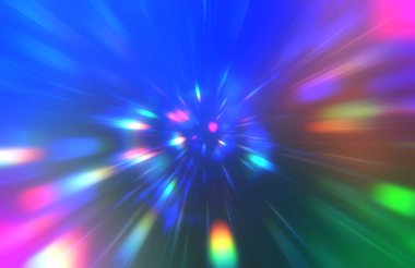 Parlak, canlı ve renkli duvar kağıtları. Parlayan parçacıkları ve çizgileri olan ışık patlaması yıldızı. Güzel soyut ışın arkaplanı.