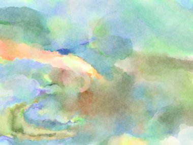 Modern fırça darbeleri. Poster, duvar sanatı, afiş, kart, kitap kapağı veya ambalaj için rahatlatıcı kompozisyonun yumuşak renkli çizimi. Pastel renklerle suluboya.