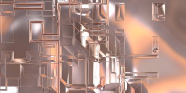 Parlak saten kaplama yüzey teknolojisi 3 boyutlu desen. Lüks yansımalı metal panel dokusu. Arkaplan, duvar kağıdı, uzay gemisi gövdesi için cilalanmış geometrik metal yansıtıcı fütüristik malzeme.