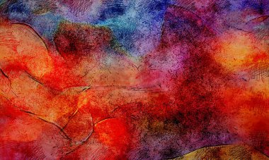 Boya üzerine ekşi mürekkep çizimi. Vahşi soyut illüstrasyon arka planı. Yaratıcı renkli duvar kağıdı. Aşırı kasvetli duvar kapağı. Kaotik resim.