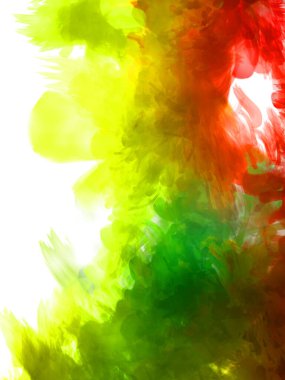 Vahşi ve büyük fırça darbeleri. Beyaz arka planda fırçalanmış soyut resim. Fırça darbesi ile boyanmış. Boya darbeleri. 2B Görüntü.