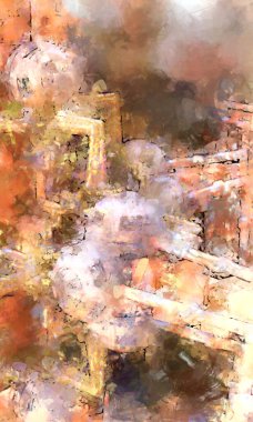 Tuval üzerinde etkileyici fırçalanmış resim. Soyut doku. 2D çizim. Geniş fırça darbeleri. Modern dijital sanat. Çağdaş fırça. Modern ifade. Popüler biçim boyanmış resim.