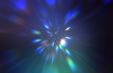 Parlak, canlı ve renkli duvar kağıtları. Parlayan parçacıkları ve çizgileri olan ışık patlaması yıldızı. Güzel soyut ışın arkaplanı.