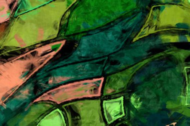 Kaos duvarı sanatı. Sanatsal canlılık ve renkli duvar kâğıdı. Kaotik resim. Taranmış Boyalı Soyut Arkaplan. Fırça darbesi ile boyanmış. Tuval üzerinde etkileyici fırçalanmış resim