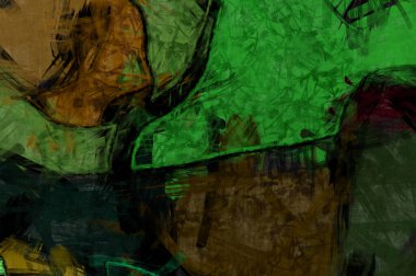 Kaos duvarı sanatı. Sanatsal canlılık ve renkli duvar kâğıdı. Kaotik resim. Taranmış Boyalı Soyut Arkaplan. Fırça darbesi ile boyanmış. Tuval üzerinde etkileyici fırçalanmış resim