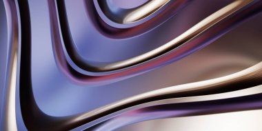 Renkli dalgalı yansıtıcı duvar kağıdının üç boyutlu çizimi. Duvar kağıdı, afiş, arkaplan, kart, kitap kapağı veya web sitesi için grafiksel illüstrasyon. Soyut arkaplan. 