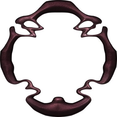 Üç boyutlu metalik illüstrasyon. Beyaz arka planda izole edilmiş fantezi çerçevesi. Davetiyeler, posterler, menü, hatıra defteri ve sunum için mükemmel. Metnin için şablon.