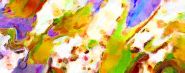 Modern fırça darbeleri. Poster, duvar sanatı, afiş, kart, kitap kapağı veya ambalaj için rahatlatıcı kompozisyonun yumuşak renkli çizimi. Pastel renklerle suluboya.