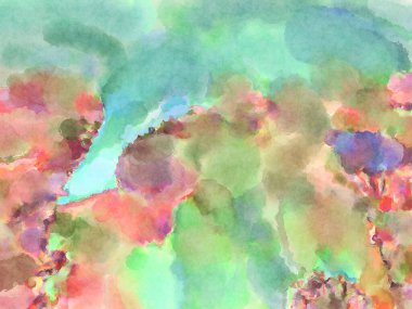 Modern fırça darbeleri. Poster, duvar sanatı, afiş, kart, kitap kapağı veya ambalaj için rahatlatıcı kompozisyonun yumuşak renkli çizimi. Pastel renklerle suluboya.