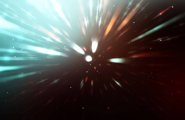 Parlak, canlı ve renkli duvar kağıtları. Parlayan parçacıkları ve çizgileri olan ışık patlaması yıldızı. Güzel soyut ışın arkaplanı.