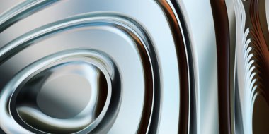 Renkli dalgalı yansıtıcı duvar kağıdının üç boyutlu çizimi. Duvar kağıdı, afiş, arkaplan, kart, kitap kapağı veya web sitesi için grafiksel illüstrasyon. Soyut arkaplan. 