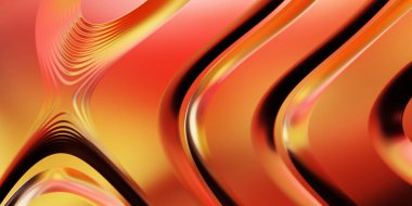 Renkli dalgalı yansıtıcı duvar kağıdının üç boyutlu çizimi. Duvar kağıdı, afiş, arkaplan, kart, kitap kapağı veya web sitesi için grafiksel illüstrasyon. Soyut arkaplan. 