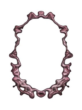 Üç boyutlu metalik illüstrasyon. Beyaz arka planda izole edilmiş fantezi çerçevesi. Davetiyeler, posterler, menü, hatıra defteri ve sunum için mükemmel. Metnin için şablon.