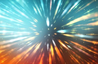 Parlak, canlı ve renkli duvar kağıtları. Parlayan parçacıkları ve çizgileri olan ışık patlaması yıldızı. Güzel soyut ışın arkaplanı.