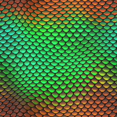 Kusursuz bir fantezi modeli. Sürüngen dokusu. Renkli ve canlı fayanslar. Egzotik fayanslı yüzey. Doğa baskısı.