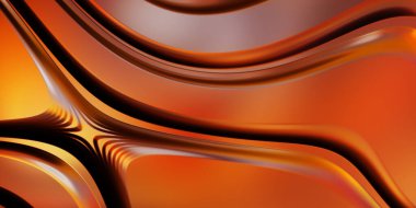 Renkli dalgalı yansıtıcı duvar kağıdının üç boyutlu çizimi. Duvar kağıdı, afiş, arkaplan, kart, kitap kapağı veya web sitesi için grafiksel illüstrasyon. Soyut arkaplan. 