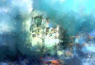 Tuval üzerinde etkileyici fırçalanmış resim. Soyut doku. 2D çizim. Geniş fırça darbeleri. Modern dijital sanat. Çağdaş fırça. Modern ifade. Popüler biçim boyanmış resim.