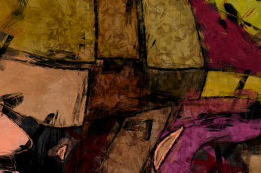 Kaos duvarı sanatı. Sanatsal canlılık ve renkli duvar kâğıdı. Kaotik resim. Taranmış Boyalı Soyut Arkaplan. Fırça darbesi ile boyanmış. Tuval üzerinde etkileyici fırçalanmış resim