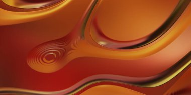 Renkli dalgalı yansıtıcı duvar kağıdının üç boyutlu çizimi. Duvar kağıdı, afiş, arkaplan, kart, kitap kapağı veya web sitesi için grafiksel illüstrasyon. Soyut arkaplan. 