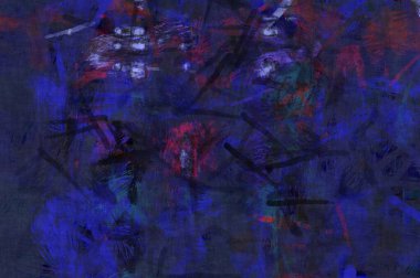 Kaos duvarı sanatı. Sanatsal canlılık ve renkli duvar kâğıdı. Kaotik resim. Taranmış Boyalı Soyut Arkaplan. Fırça darbesi ile boyanmış. Tuval üzerinde etkileyici fırçalanmış resim