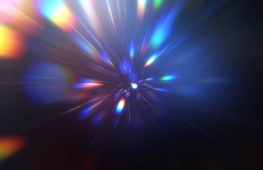 Parlak, canlı ve renkli duvar kağıtları. Parlayan parçacıkları ve çizgileri olan ışık patlaması yıldızı. Güzel soyut ışın arkaplanı.
