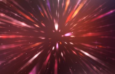 Parlak, canlı ve renkli duvar kağıtları. Parlayan parçacıkları ve çizgileri olan ışık patlaması yıldızı. Güzel soyut ışın arkaplanı.