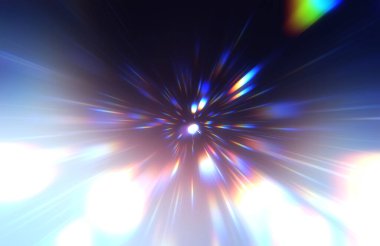 Parlak, canlı ve renkli duvar kağıtları. Parlayan parçacıkları ve çizgileri olan ışık patlaması yıldızı. Güzel soyut ışın arkaplanı.