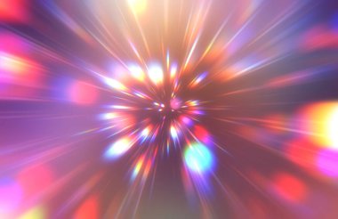 Parlak, canlı ve renkli duvar kağıtları. Parlayan parçacıkları ve çizgileri olan ışık patlaması yıldızı. Güzel soyut ışın arkaplanı.