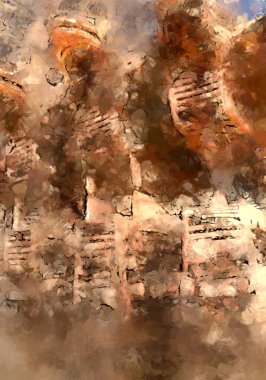 Tuval üzerinde etkileyici fırçalanmış resim. Soyut doku. 2D çizim. Geniş fırça darbeleri. Modern dijital sanat. Çağdaş fırça. Modern ifade. Popüler biçim boyanmış resim.