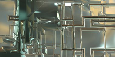 Parlak saten kaplama yüzey teknolojisi 3 boyutlu desen. Lüks yansımalı metal panel dokusu. Arkaplan, duvar kağıdı, uzay gemisi gövdesi için cilalanmış geometrik metal yansıtıcı fütüristik malzeme.