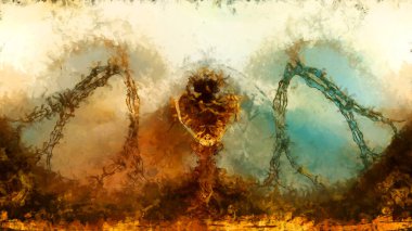 Tuval üzerinde etkileyici fırçalanmış resim. Soyut doku. 2D çizim. Geniş fırça darbeleri. Modern dijital sanat. Çağdaş fırça. Modern ifade. Popüler biçim boyanmış resim.