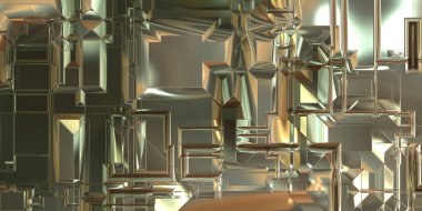 Parlak saten kaplama yüzey teknolojisi 3 boyutlu desen. Lüks yansımalı metal panel dokusu. Arkaplan, duvar kağıdı, uzay gemisi gövdesi için cilalanmış geometrik metal yansıtıcı fütüristik malzeme.