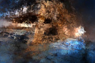 Tuval üzerinde etkileyici fırçalanmış resim. Soyut doku. 2D çizim. Geniş fırça darbeleri. Modern dijital sanat. Çağdaş fırça. Modern ifade. Popüler biçim boyanmış resim.