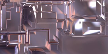 Parlak saten kaplama yüzey teknolojisi 3 boyutlu desen. Lüks yansımalı metal panel dokusu. Arkaplan, duvar kağıdı, uzay gemisi gövdesi için cilalanmış geometrik metal yansıtıcı fütüristik malzeme.
