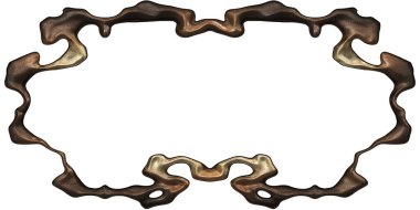 Üç boyutlu metalik illüstrasyon. Beyaz arka planda izole edilmiş fantezi çerçevesi. Davetiyeler, posterler, menü, hatıra defteri ve sunum için mükemmel. Metnin için şablon.