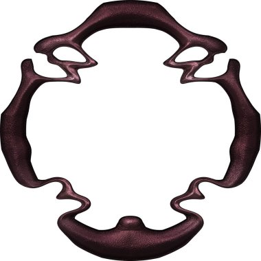 Üç boyutlu metalik illüstrasyon. Beyaz arka planda izole edilmiş fantezi çerçevesi. Davetiyeler, posterler, menü, hatıra defteri ve sunum için mükemmel. Metnin için şablon.