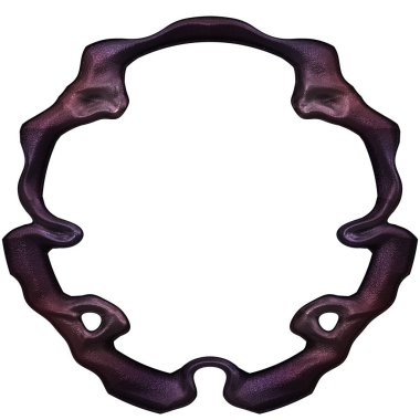 Üç boyutlu metalik illüstrasyon. Beyaz arka planda izole edilmiş fantezi çerçevesi. Davetiyeler, posterler, menü, hatıra defteri ve sunum için mükemmel. Metnin için şablon.