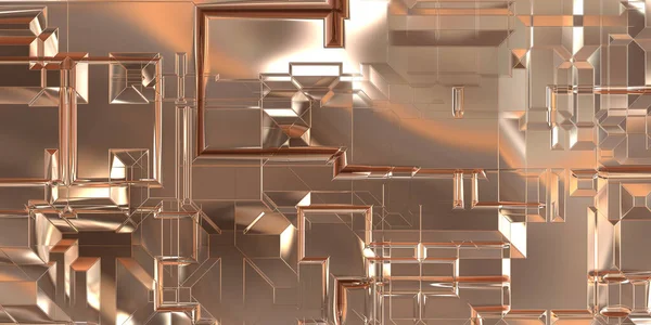 Parlak saten kaplama yüzey teknolojisi 3 boyutlu desen. Lüks yansımalı metal panel dokusu. Arkaplan, duvar kağıdı, uzay gemisi gövdesi için cilalanmış geometrik metal yansıtıcı fütüristik malzeme.