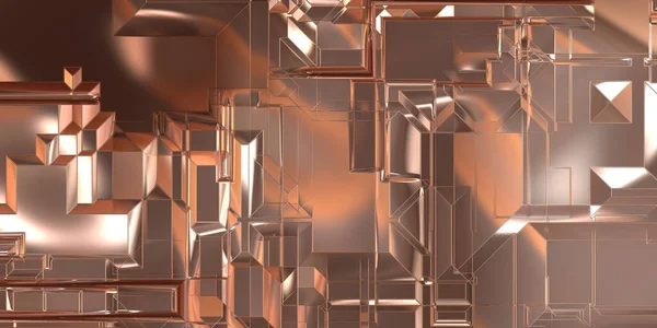 Glossy satin finish surface technology 3D pattern. Metallic panel texture with luxurious reflection. Polished geometric metal reflective futuristic material for background, wallpaper, spaceship hull.
